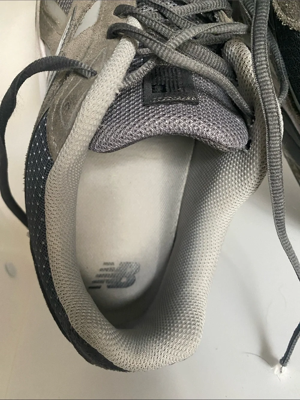 New Balance Gray Mesh & Suede Running Sneakers